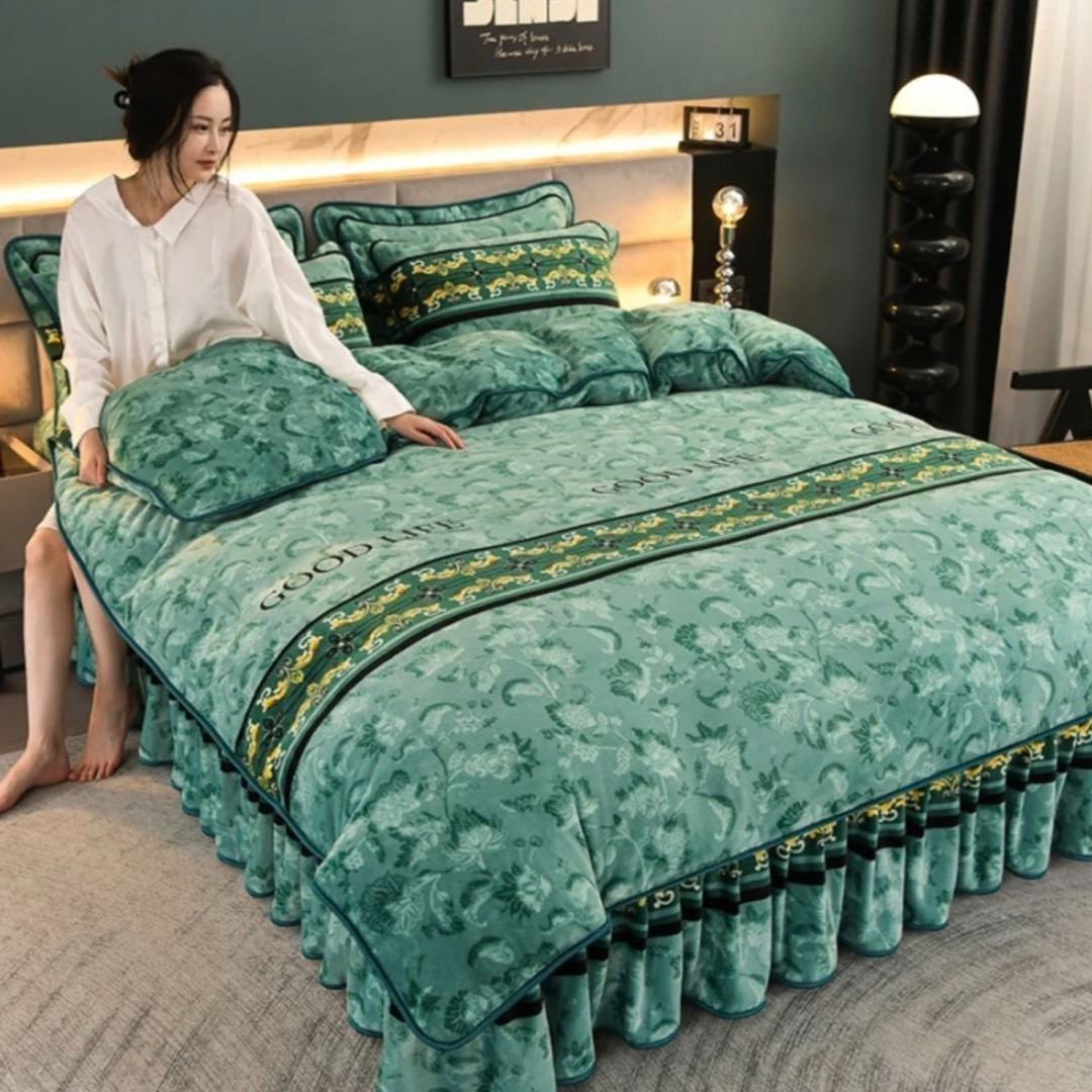 四件套牛奶绒双面绒加绒加厚防静电珊瑚绒床上四件套床单被罩新款