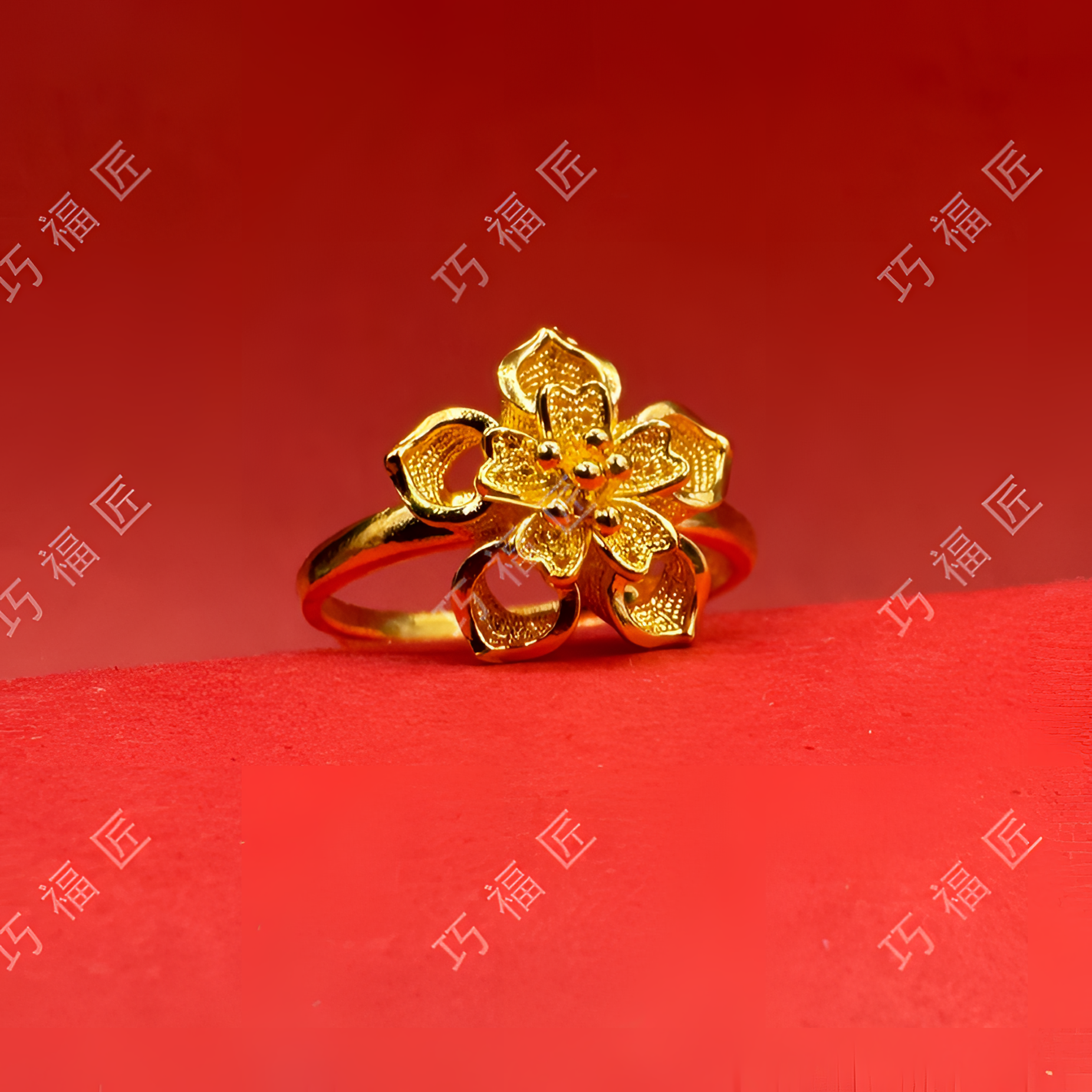 足银戒指 富贵花戒指女款气质轻奢时尚精美百搭民族风可调节