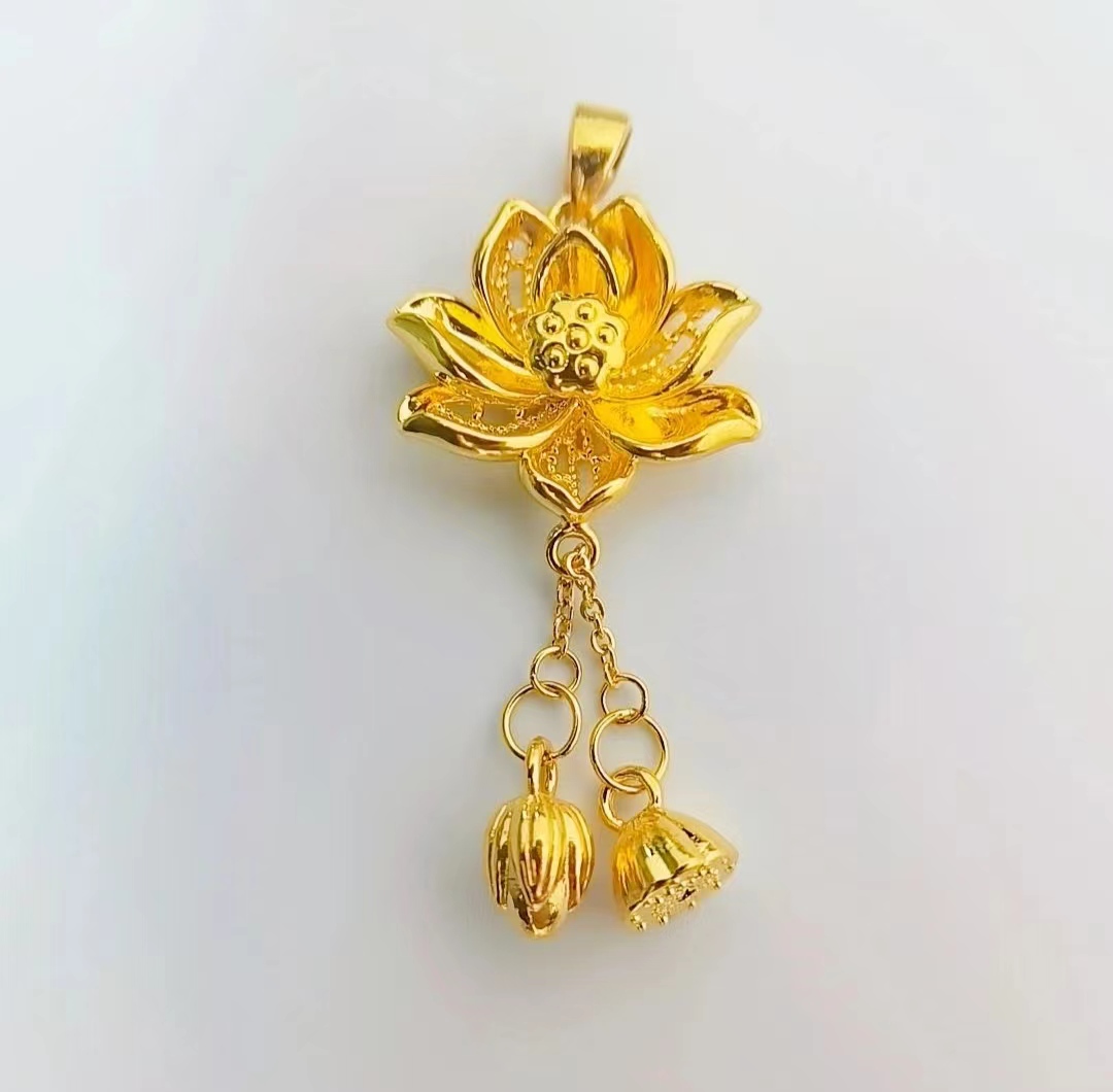 【金展珠宝】足金 光面莲花吊坠