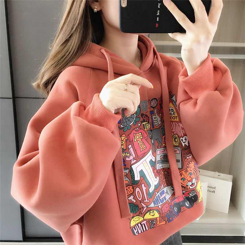女童加绒卫衣2023新款洋气宽松童装连帽儿童上衣女大童衣服春秋款