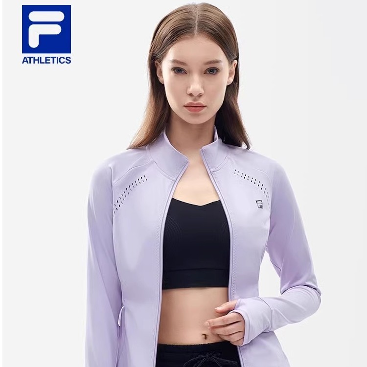 Fila/斐乐女长袖运动外套秋舒适休闲健身针织上衣夹克A11W211503