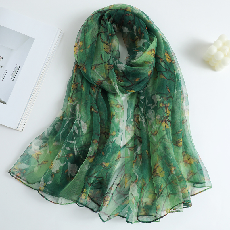 【玉兰花】杭州丝绸桑蚕丝丝绸女士丝巾女士春秋夏季围巾洋气时尚