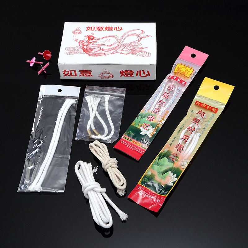 圆通工艺油灯灯芯长条纯棉线加厚油灯配件镊子点缀手提灯芯架饰品