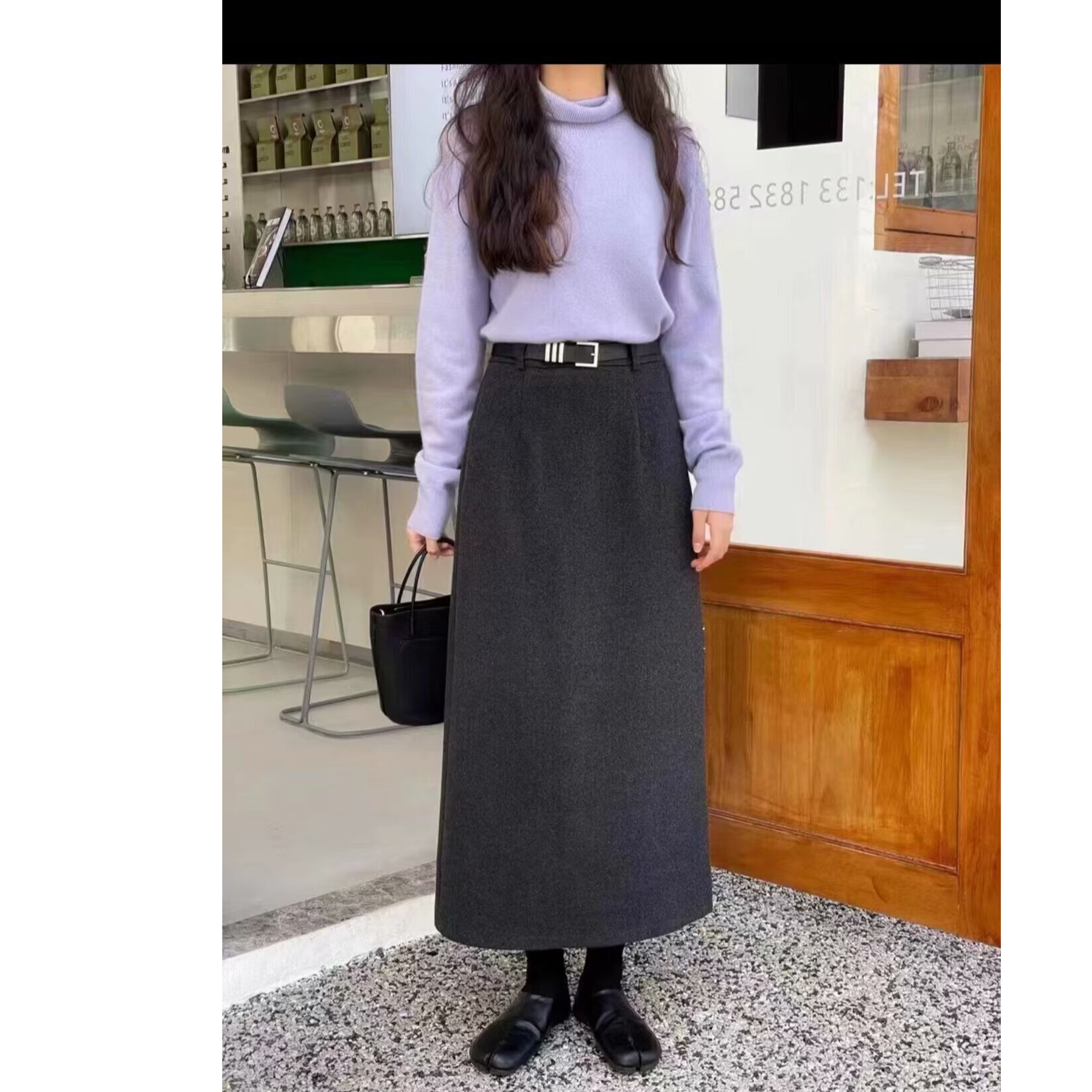 【8959】秋冬新款百搭显瘦时尚毛泥半身裙