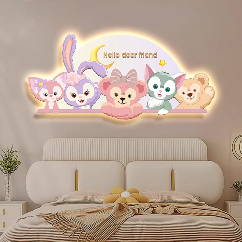 儿童房装饰画女孩房床头画卡通女童房间挂画卧室背景墙面壁画