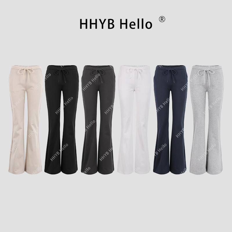 【售完不补】纯色基础百搭美式低腰微喇瑜伽卫裤运动休闲裤Q244258