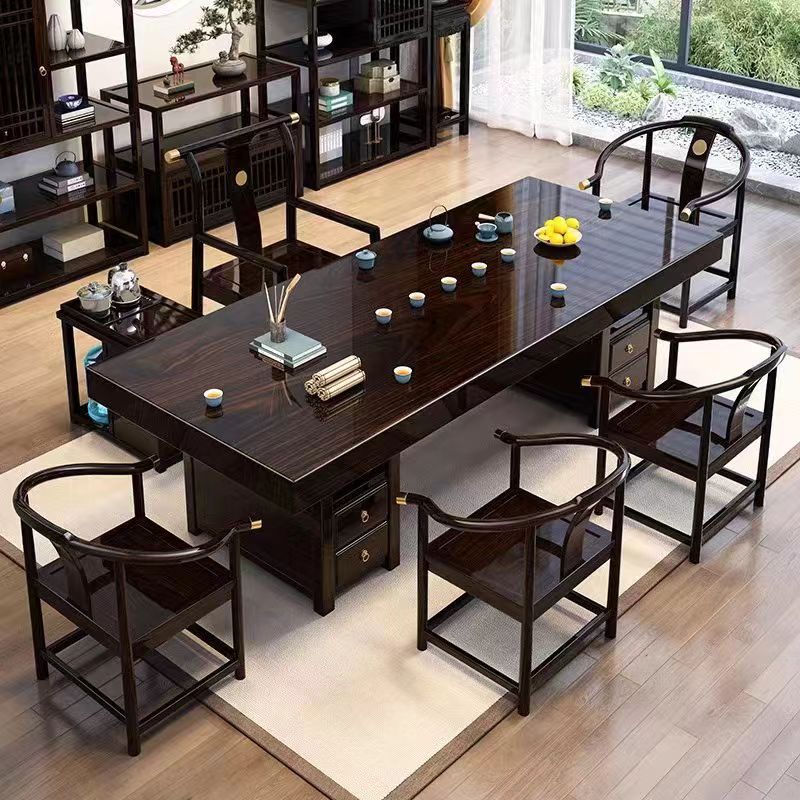 办公茶桌茶台茶具实木大板新中式茶几客厅家用轻奢阳台茶桌椅