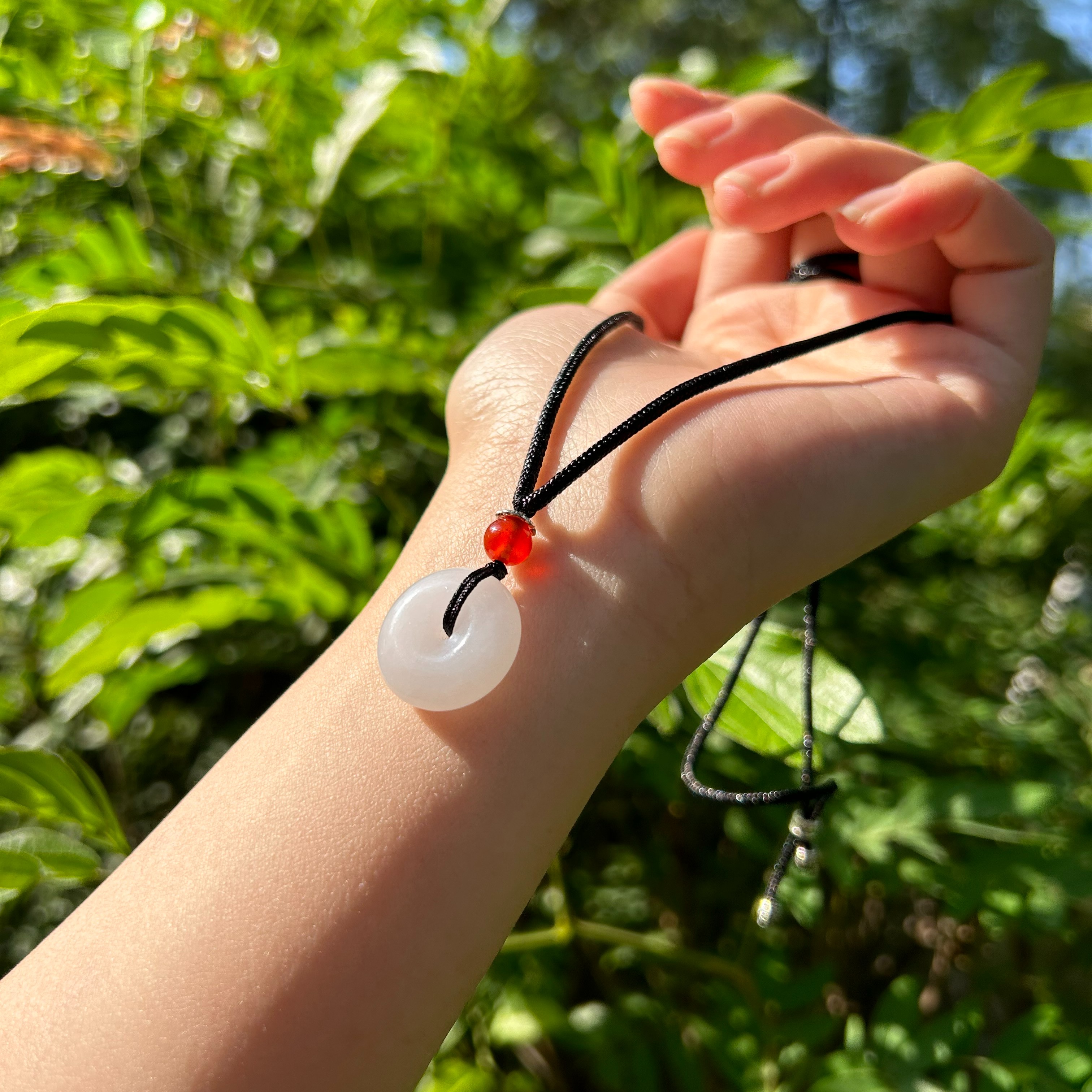 缅甸A货翡翠挂件平安扣冰透冰胶简约时尚百搭女士白色黄翡吊坠