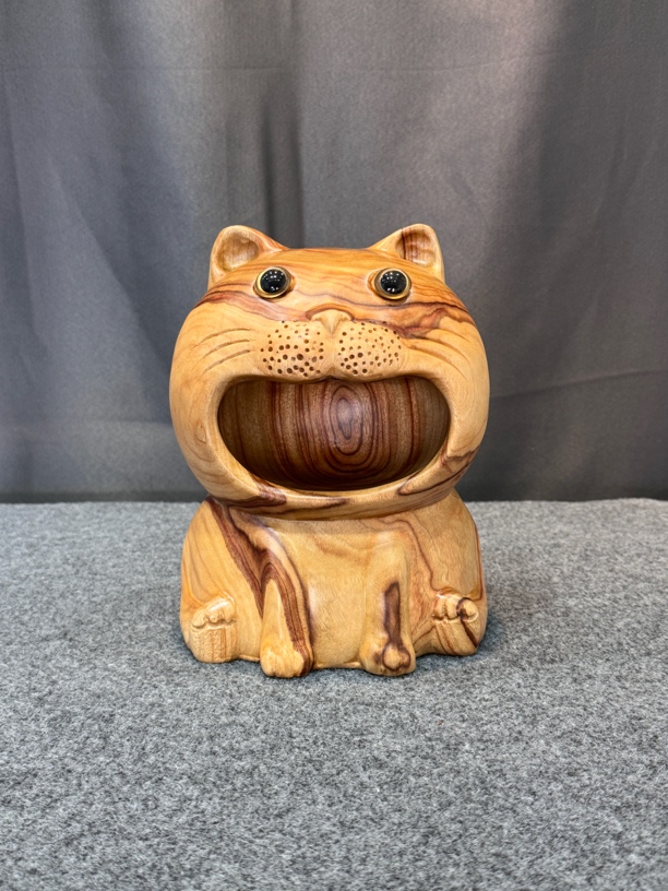 #香樟木#木雕客厅可爱#大嘴猫#家居饰品