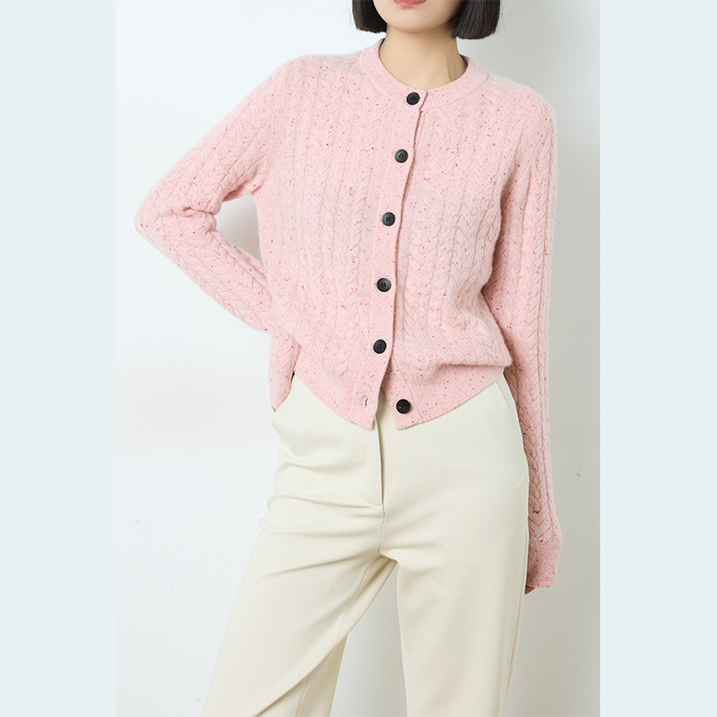 14096欧丝璐秋冬新款100%纯山羊绒圆领麻花休闲