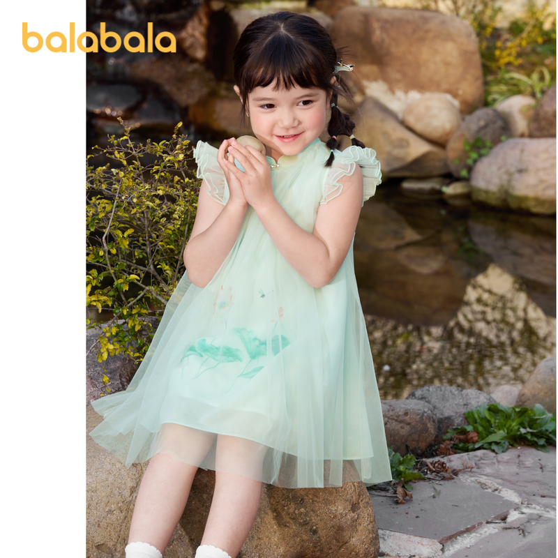 巴拉巴拉女童连衣裙宝宝童装新款夏季儿童裙子旗袍网纱裙公主裙