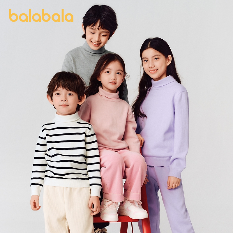 巴拉巴拉童装儿童毛衣秋冬季套头高领男女童打底衫洋气时尚百搭潮