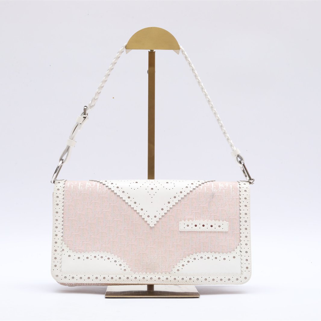 99新 DIOR/迪奥 小花璐璐P224935185 中号 n 粉色印花logo腋下包