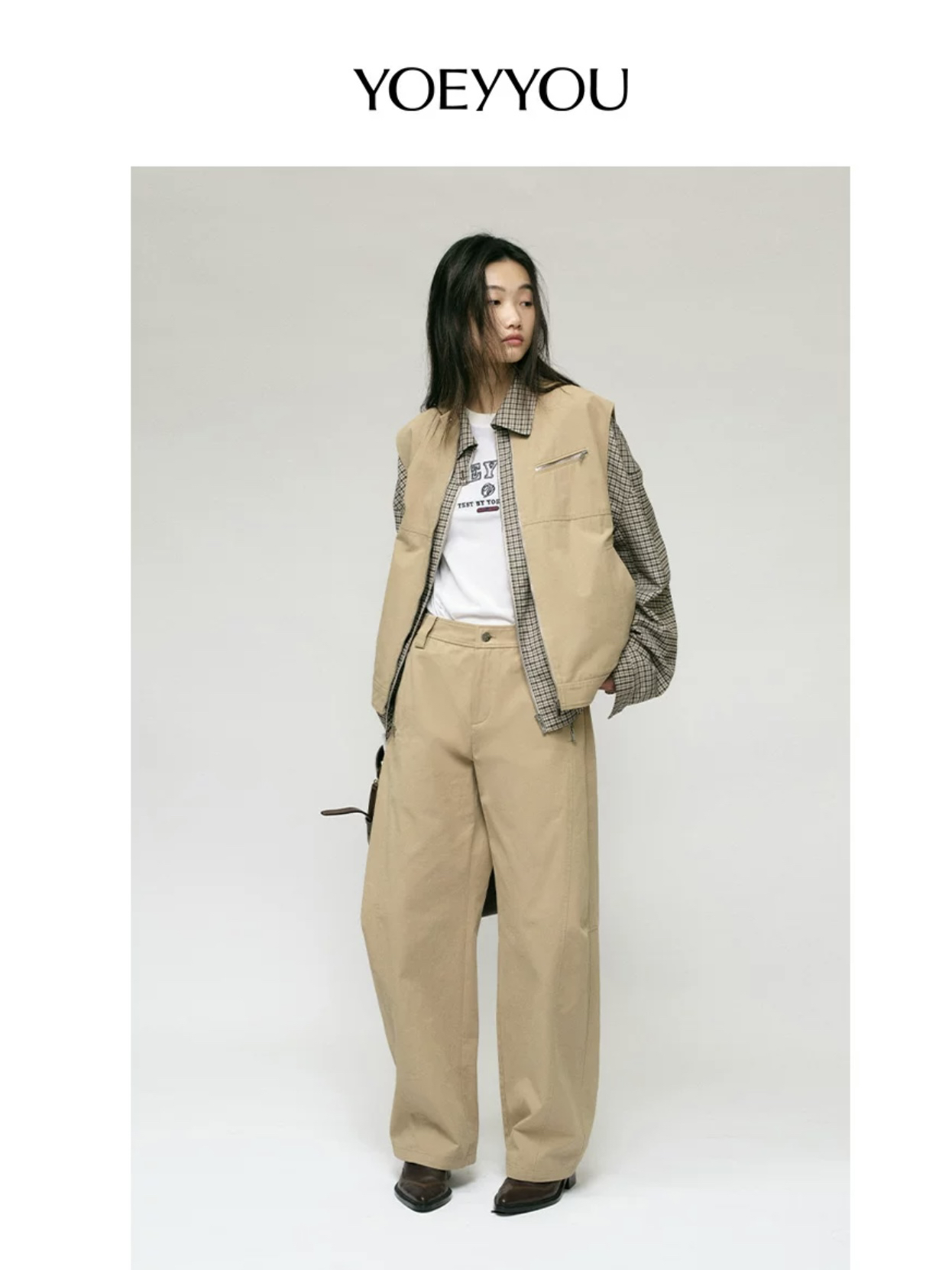 YOEYYOU甘草色工装长裤