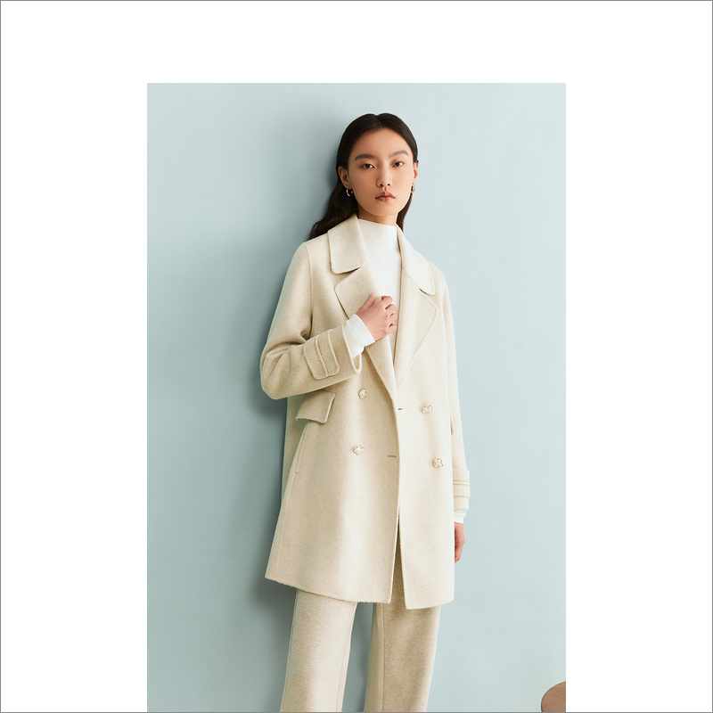 【藏牦绒】YINER音儿奥莱女装冬新西装领毛呢外套8C63580296