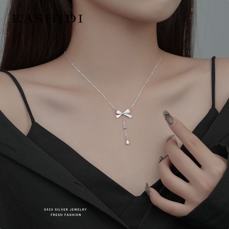 坠链均925银 流苏水滴项链纯银女高级感百搭设计感个性简约轻奢