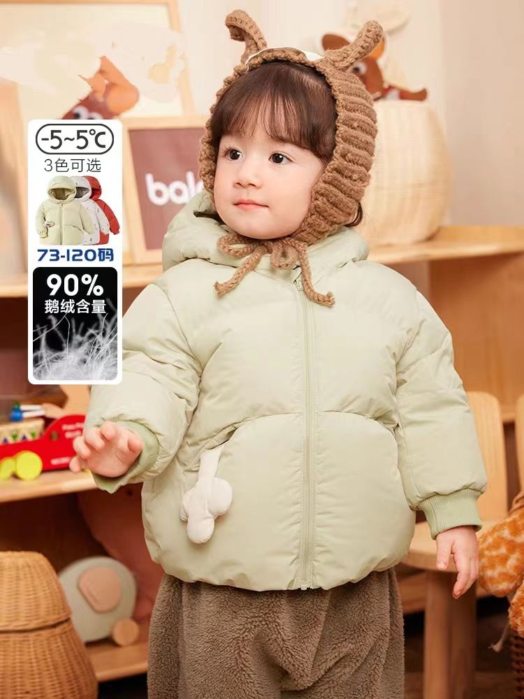 巴拉折扣婴儿冬季服男童冬装女童短款加厚外套2024新款保暖棉服潮