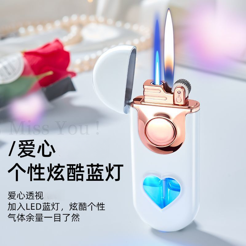 情人节专属 爱心双火焰打火机创意个性送七夕礼物打火机生日礼物