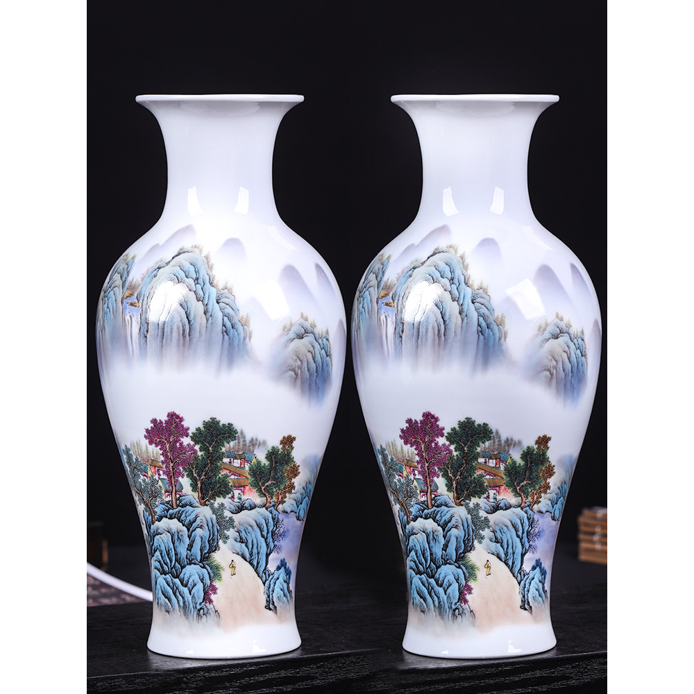 景德镇陶瓷器青花瓷花瓶插花大号富贵竹新中式客厅家居装饰品摆件