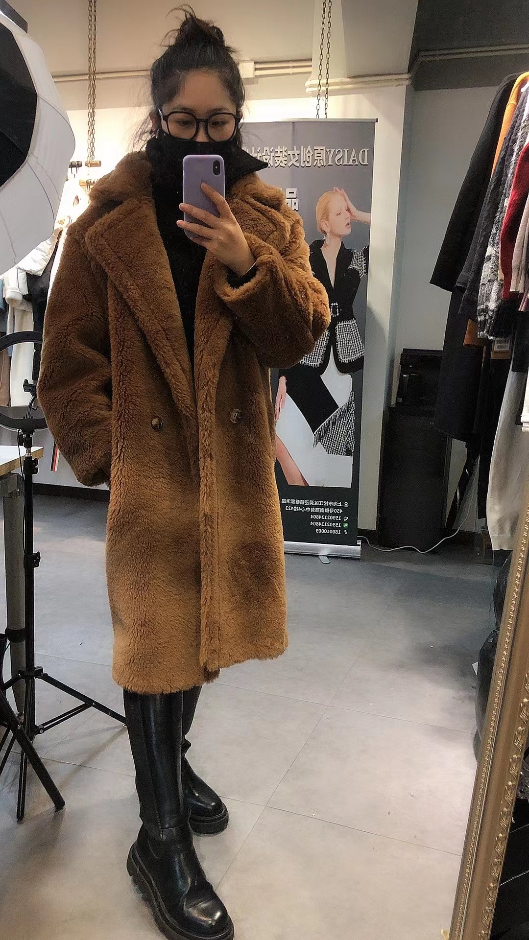 设计师款时尚重磅皮毛一体棕色泰迪