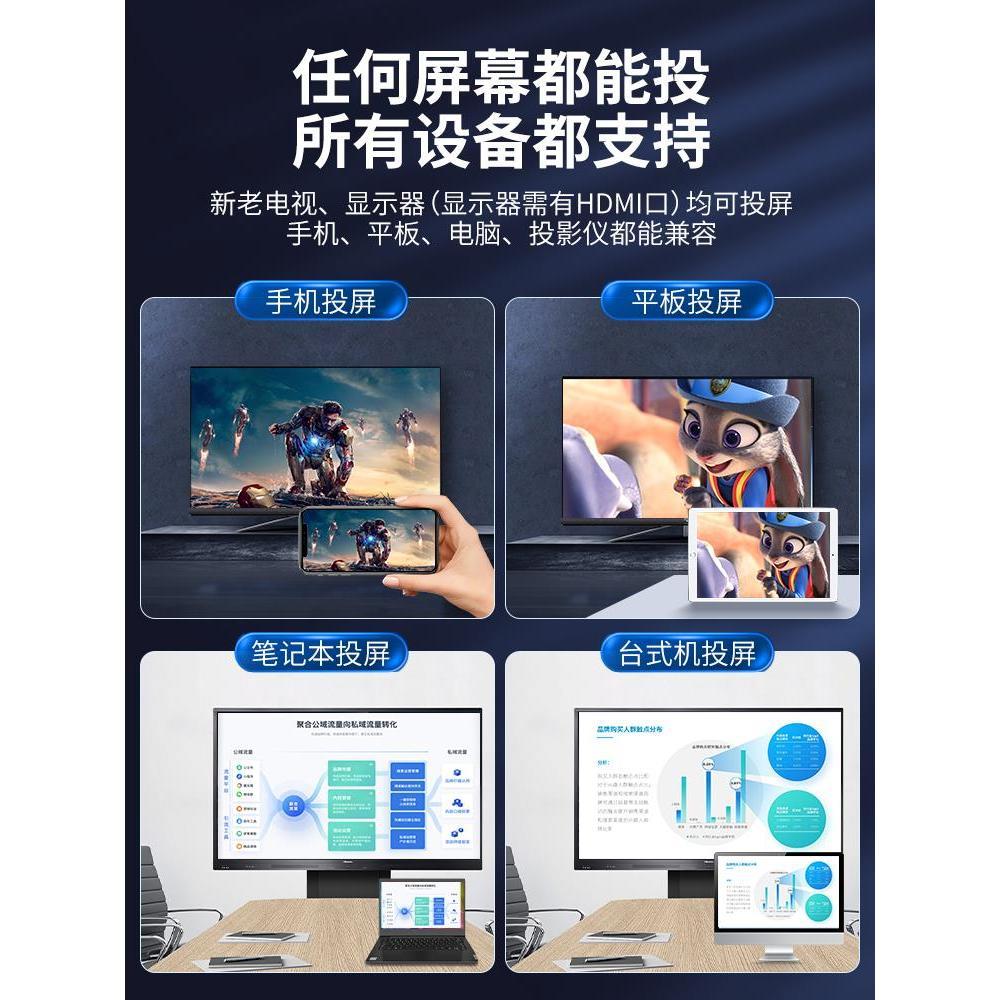 【小扬哥推荐】无线投屏器适用华为手机连电视电脑车载网课万能同
