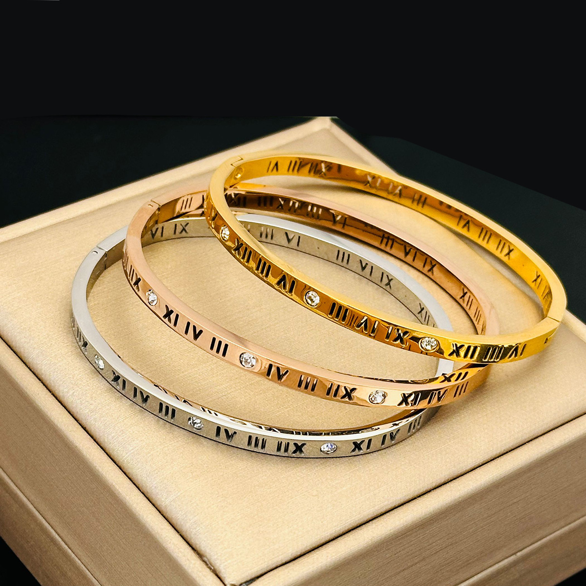 钛钢手镯 罗马字手镯女韩式简约百搭经典