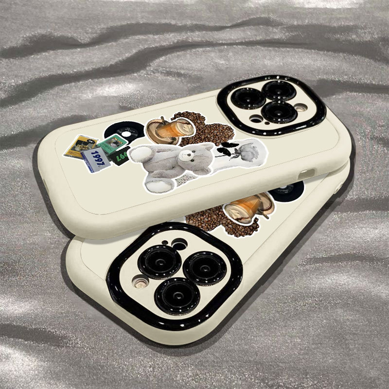 高级感咖啡小熊适用苹果15promax手机壳iphone14全包13/12/11/x