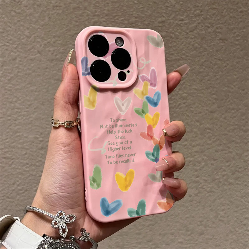 褶皱款创意爱心适用苹果15手机壳iphone15promax防摔12/14/13/x