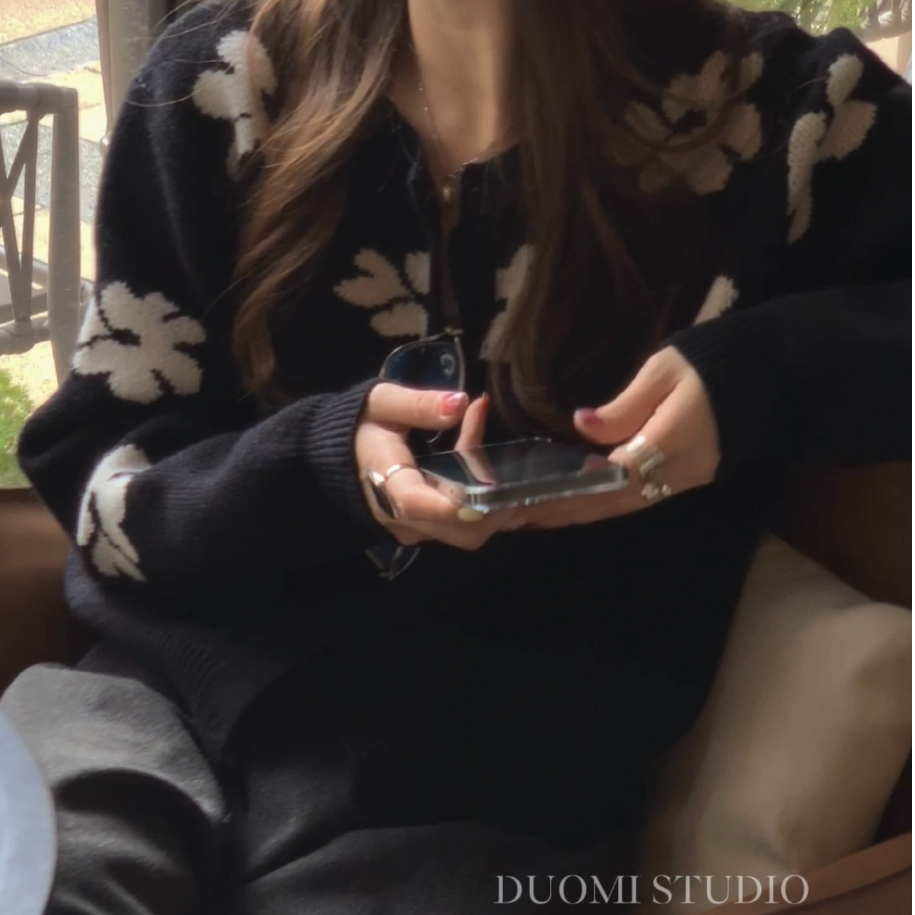 【DUOMI】秋季新款女装百搭时尚百搭小众风格毛针织衫开衫上衣D5915