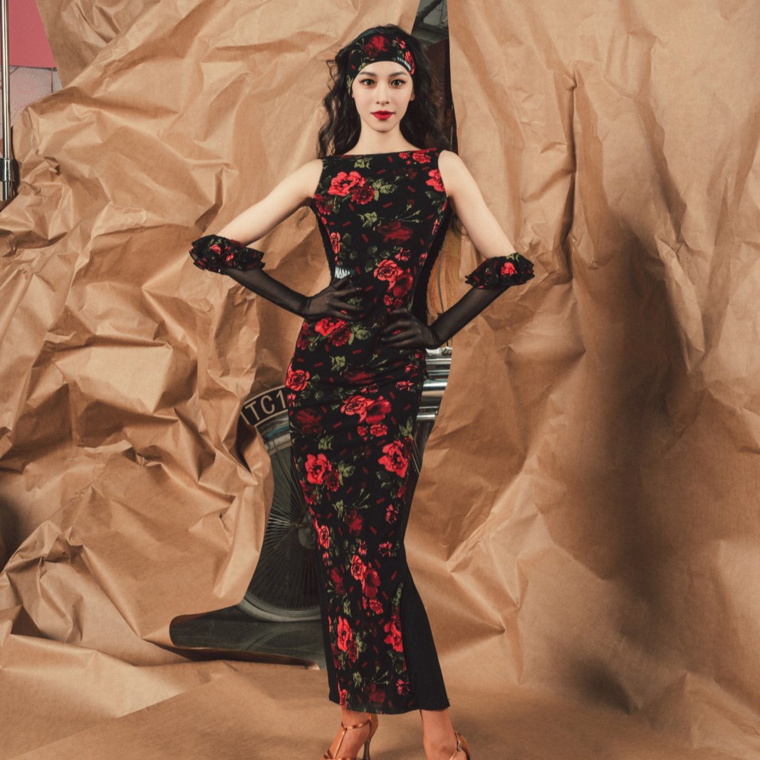 NANA舞服等一支玫瑰系列长裙002SX黑色