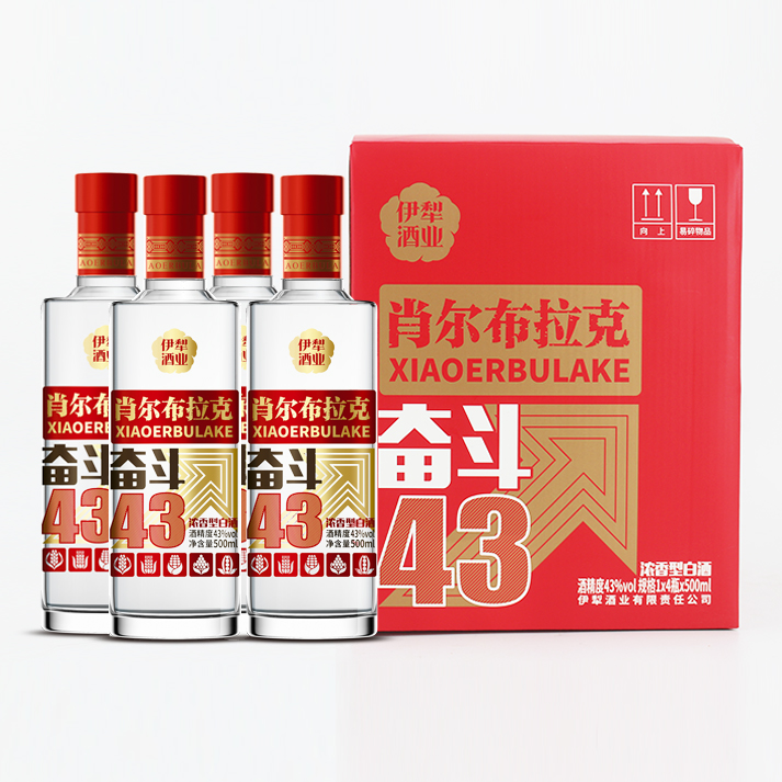 肖尔布拉克【伊犁酒业】 口粮酒 奋斗43 整件4瓶 浓香型43度500ml