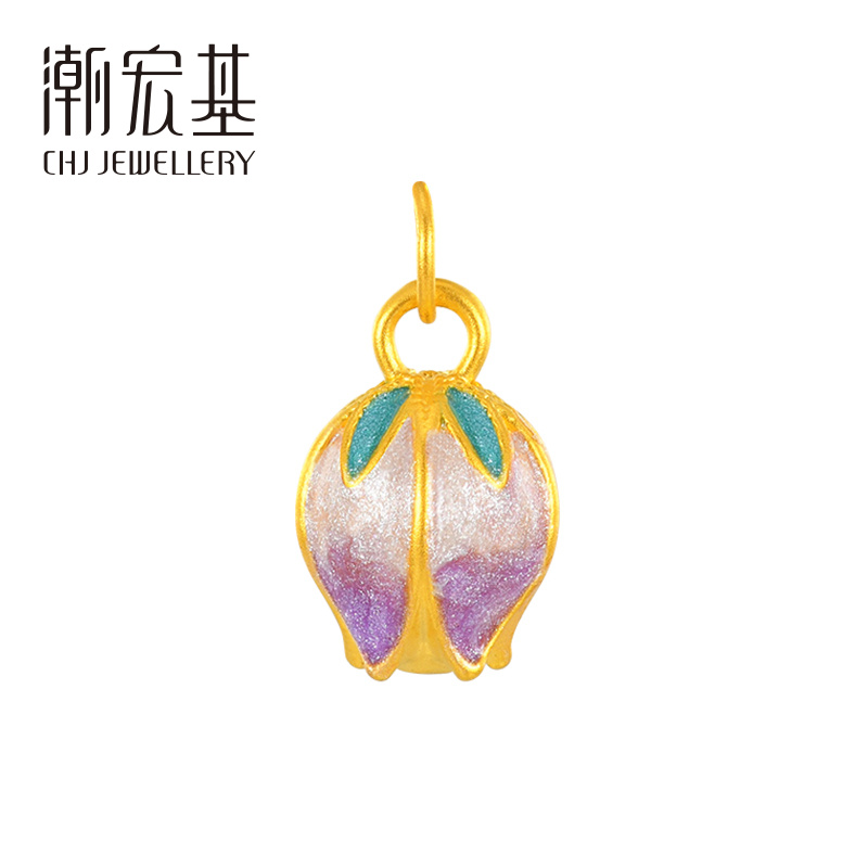 【潮宏基】黄金足金郁金香时尚百搭转运珠  (赠送镀金色项链) 8990