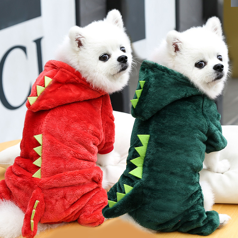 秋冬保暖四腿脚小中型犬狗狗猫咪恐龙变身宠物手工衣服用品尺码