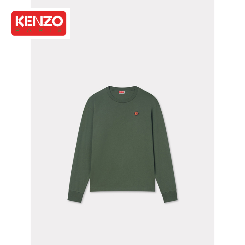KENZO 男女同款经典海棠花小Logo图案休闲圆领长袖T恤