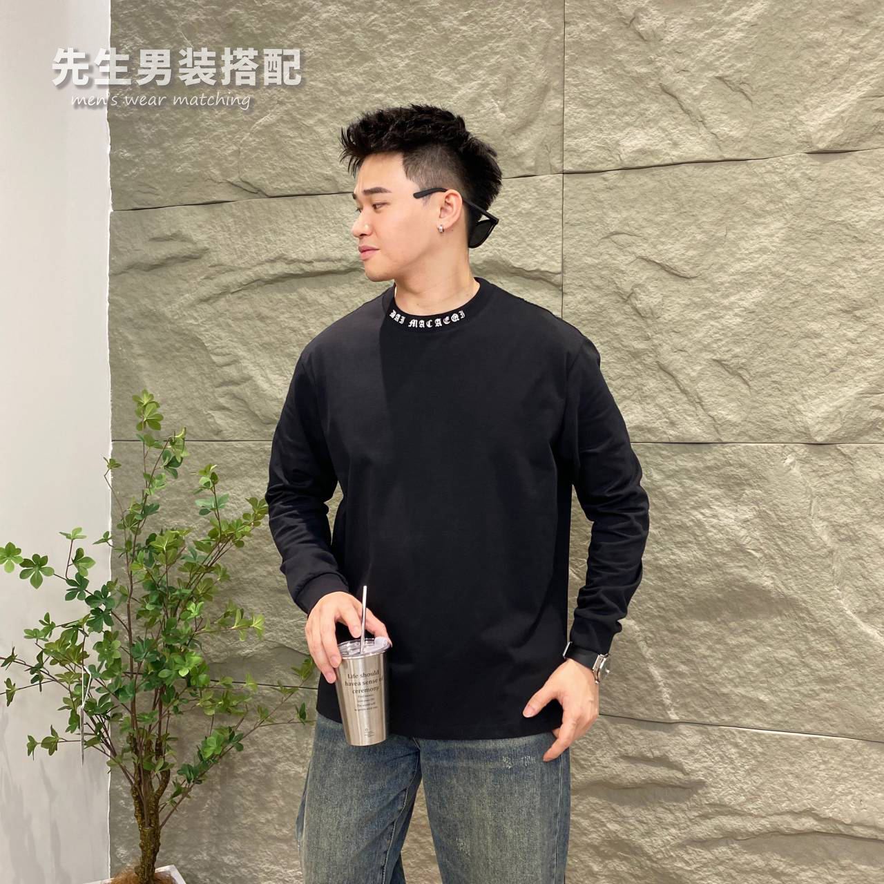 【断码清仓】刺绣字母打底单穿宽松百搭圆领长袖套头长袖卫衣5803