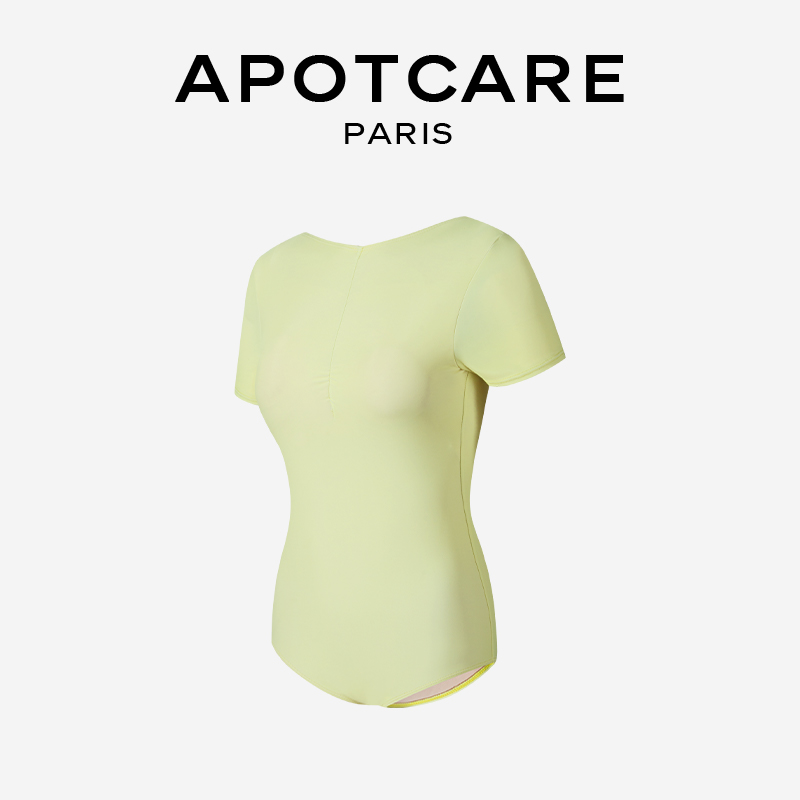法国 APOTCARE 新款糖果色泳衣女性感露背遮肚显瘦复古风连体泳衣