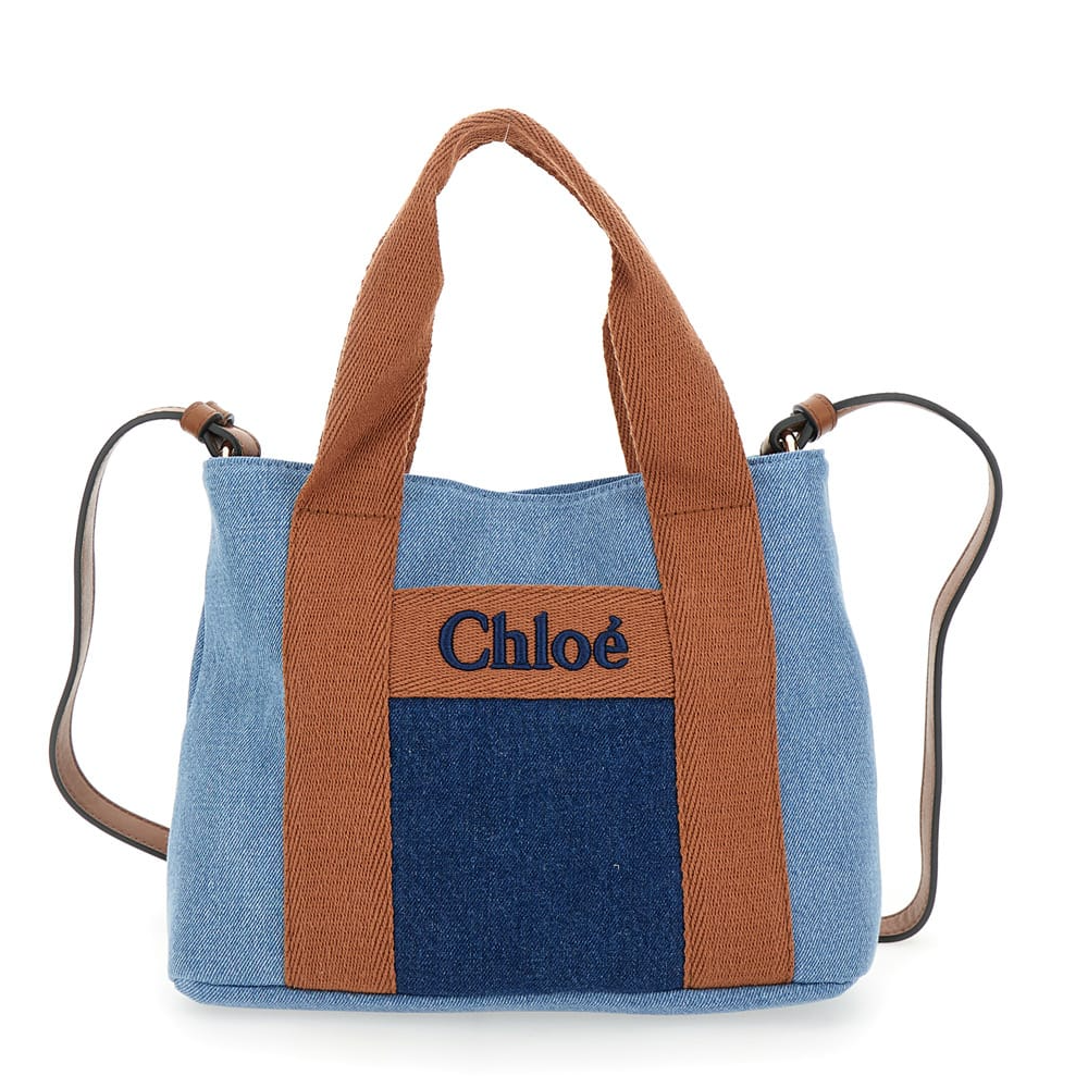 奢邦/Chloe/FW24新款撞色帆布手提包 儿童款 蓝色