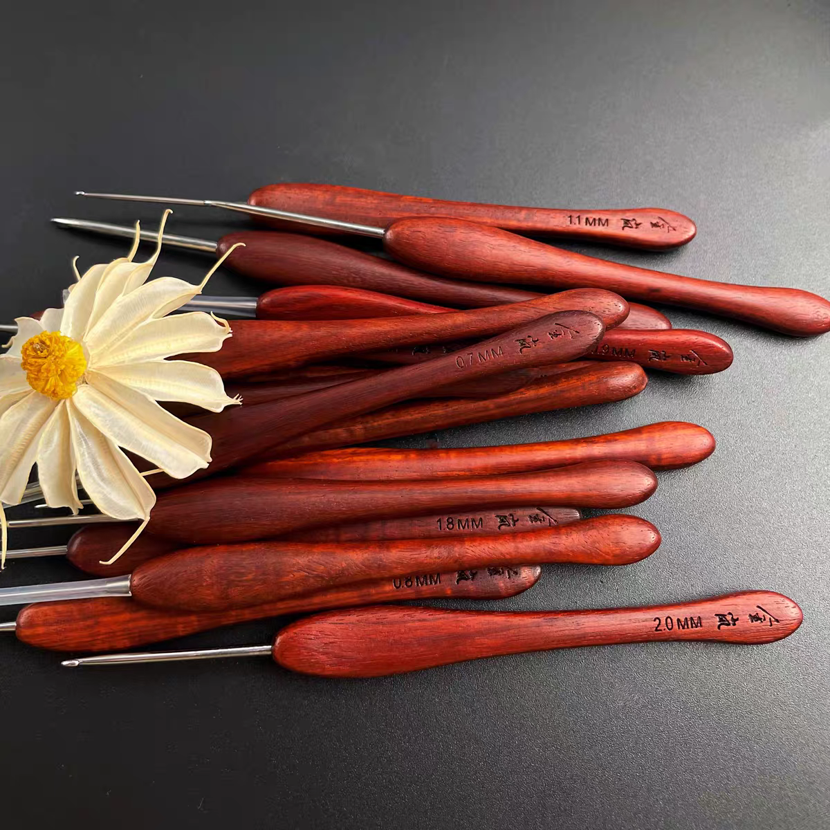 金岚钩针金岚血檀木柄标准针头手工编织工具微钩便携家用