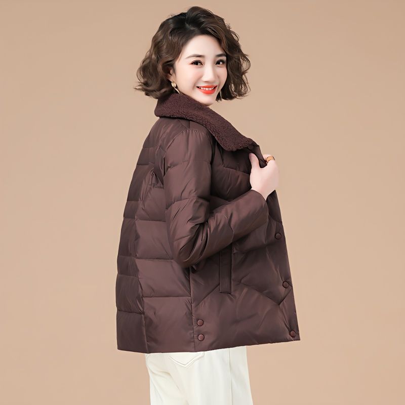 波司豋羽绒服棉服2021新款女冬季时尚加绒羊羔毛棉衣女士短款外套