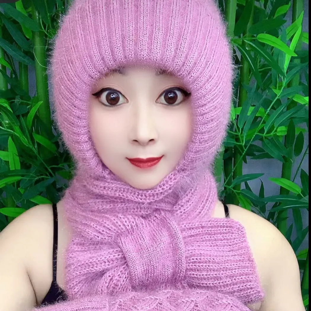 （新款上新）松鼠绒帽子围巾一体帽