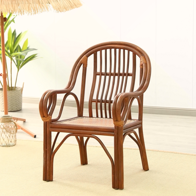 出口外单 胡桃色 全藤官椅 藤编藤椅 老人椅 办公椅 单椅子家用
