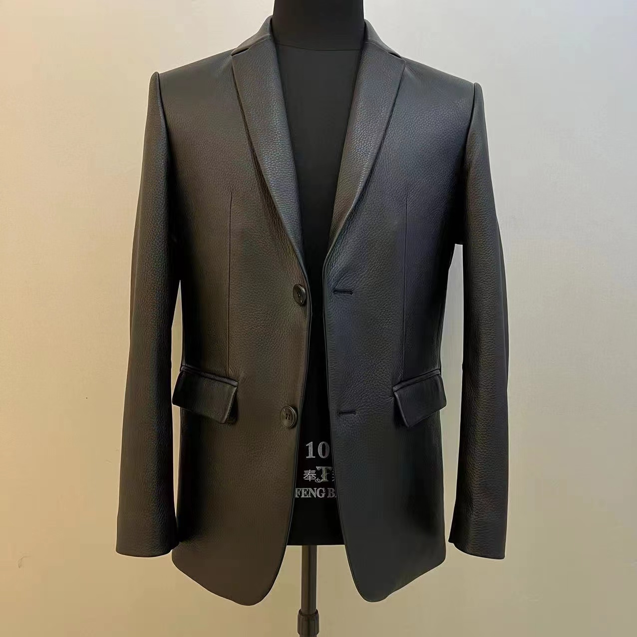 进口新西兰头层真鹿皮高档男装修身西服款外套21255