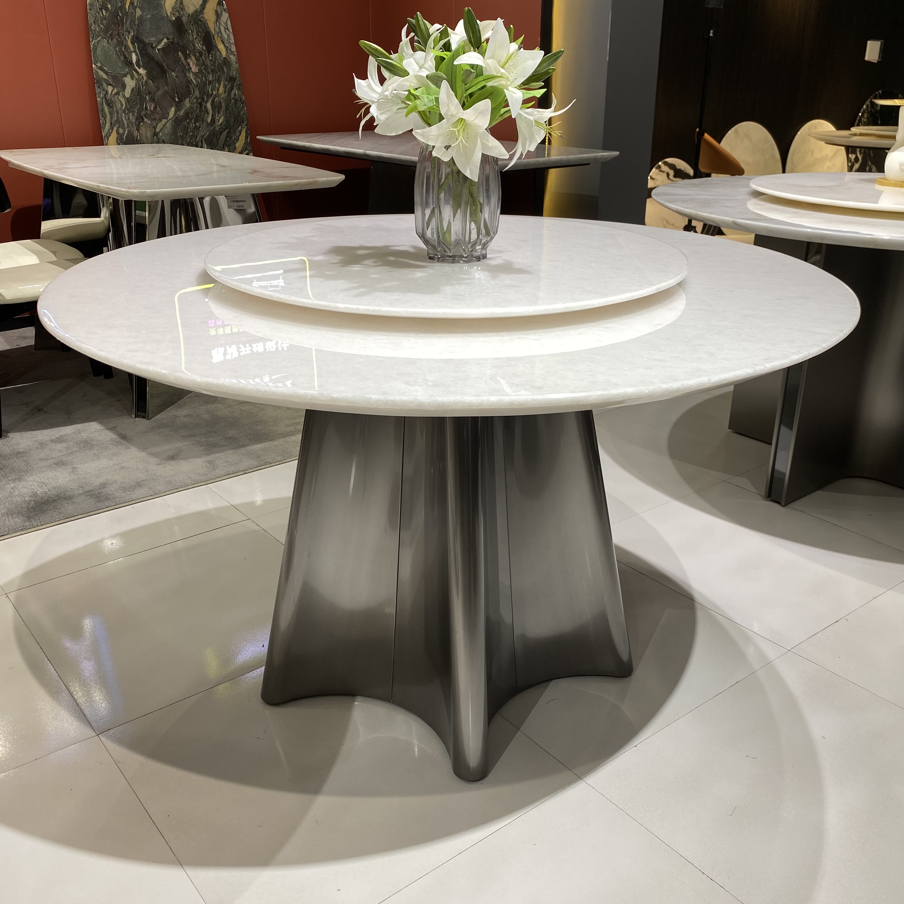 【白水晶】豪发奢石方桌圆桌餐桌防渗色家用高档全新款意式轻奢现代