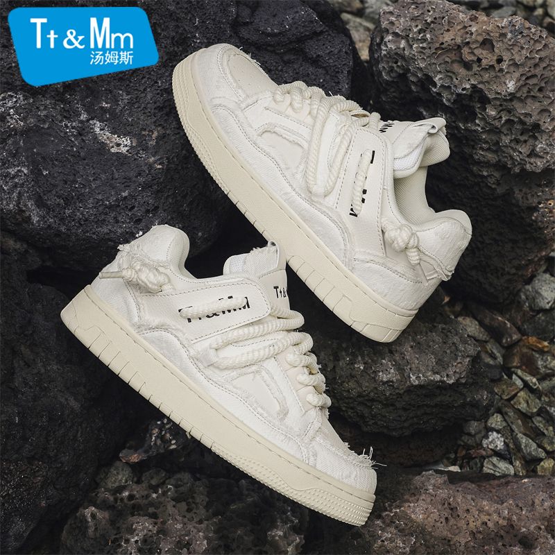 汤姆斯厚底板鞋男女款春秋原创小众设计日系透气小白鞋情侣休闲鞋