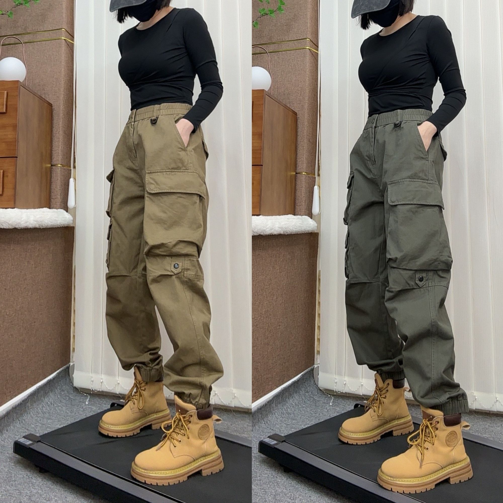 新款男士复古美式街头宽松工装裤百搭运动时尚街潮多口袋男裤