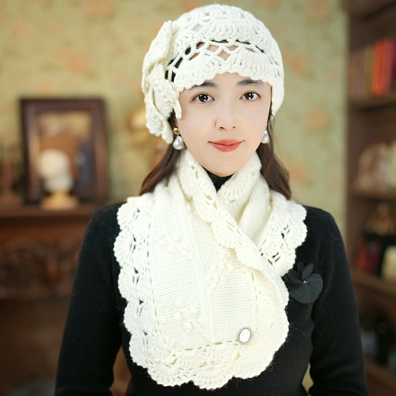 新品手工编织花边护颈时尚围脖 冬季保暖韩版百搭针织保暖围巾女