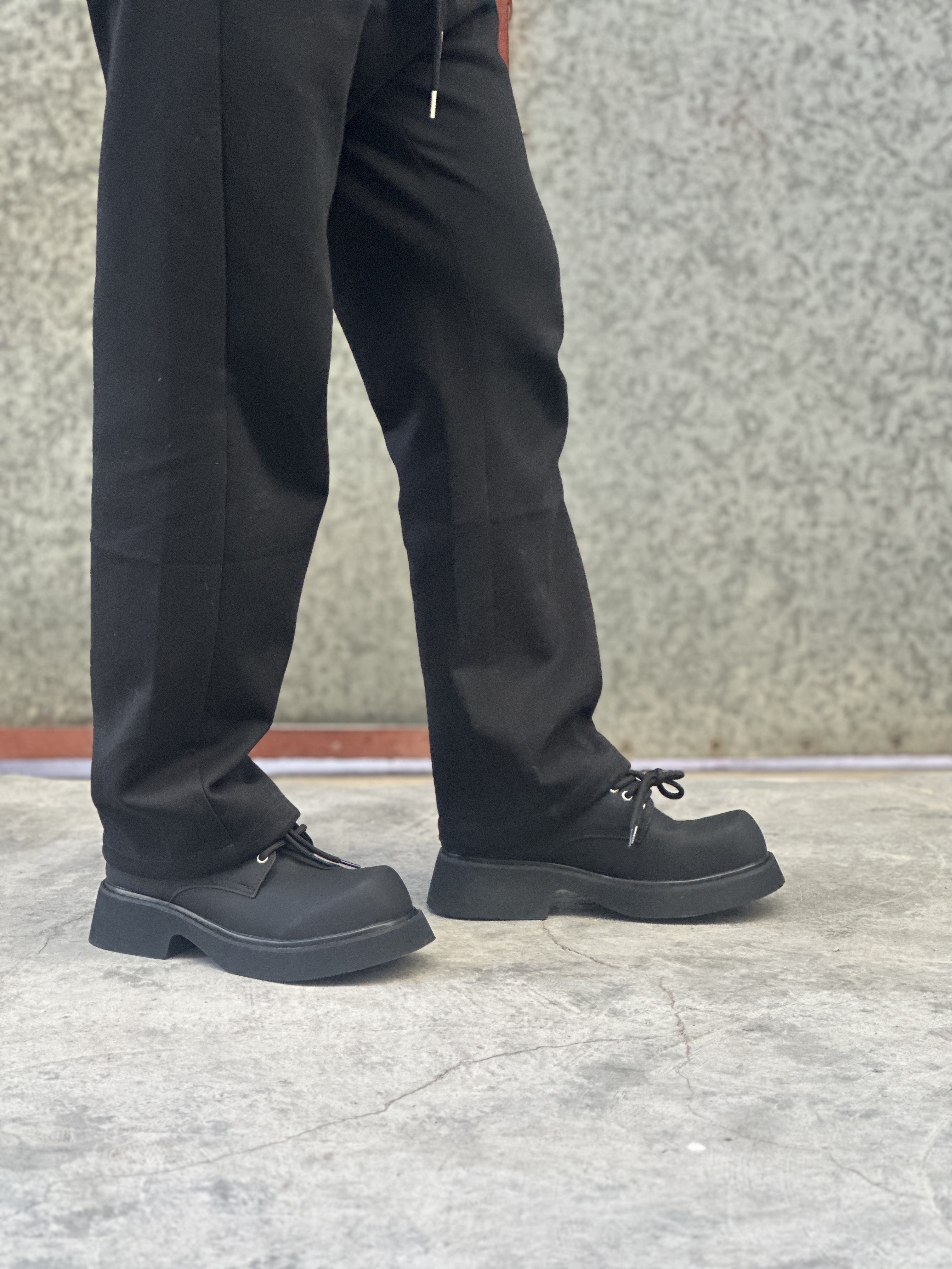 男款冬季黑色大头皮鞋百搭厚底英伦风男鞋