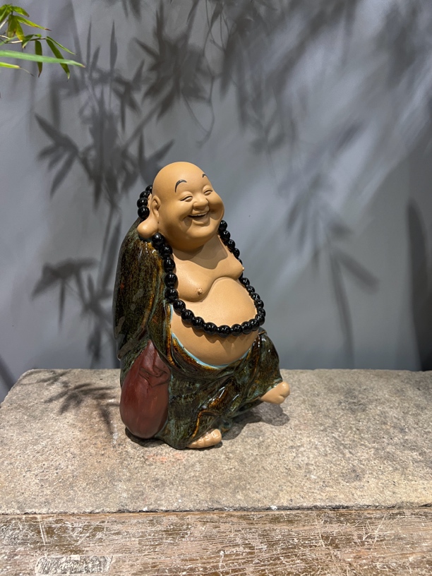 【布袋佛】佛山石湾公仔陶瓷工艺摆件，大笑弥勒佛布袋佛桌面摆件