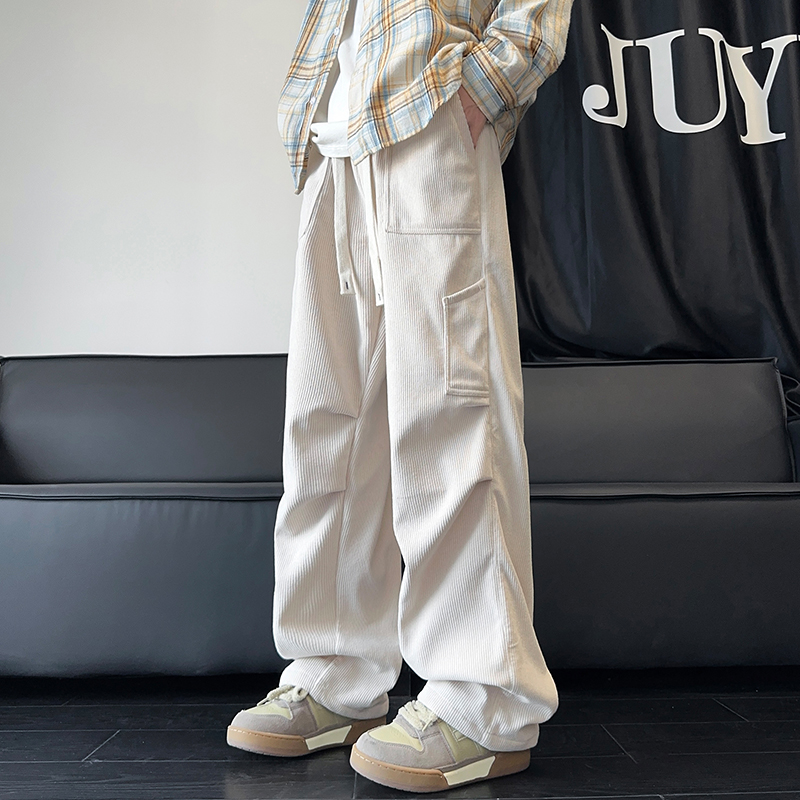 男女同款秋季新款工装休闲裤宽松百搭直筒潮牌抽绳男款长裤时尚潮