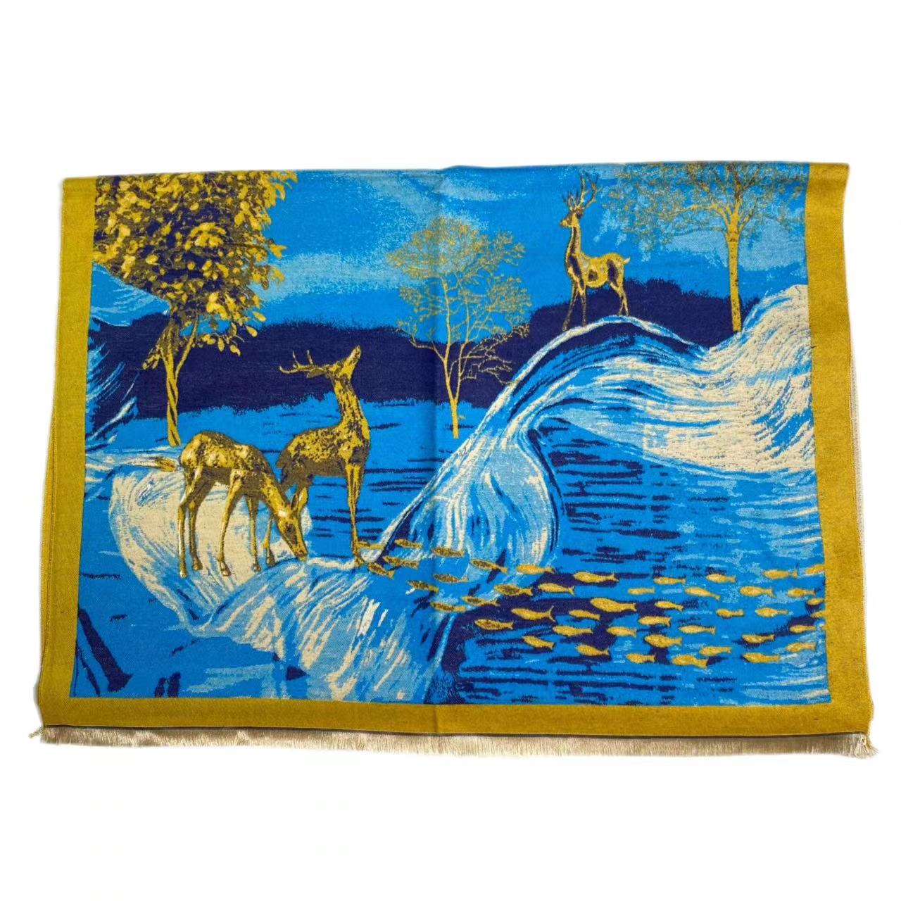 全新未使用  601蓝色时尚绿色双面一路有你保暖加厚披肩两用围巾